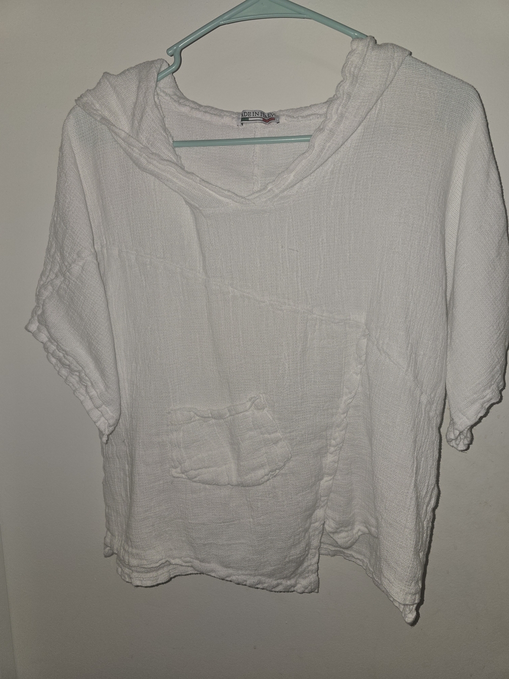 Casual White Hooded Gauze Pullover Top